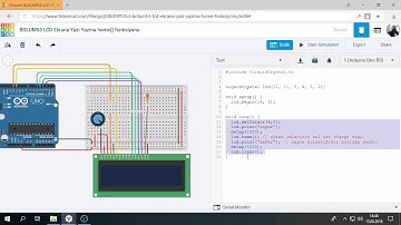 Tinkercad ile Arduino Bölüm 53 : LCD Ekrana Home Komutu ile Yazı Yazdırma