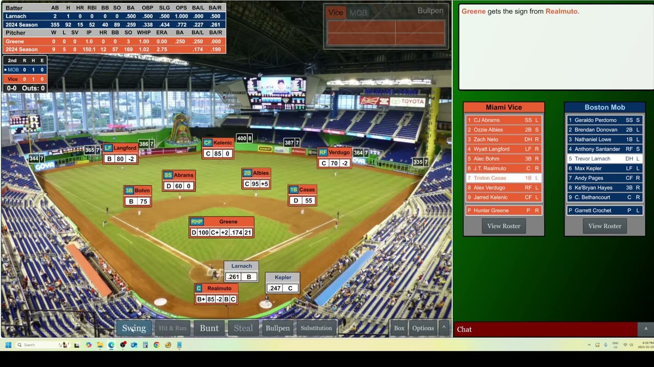 Game 04 Boston Mob @ Miami Vice, Dynasty League Baseball Grapenut League 2025