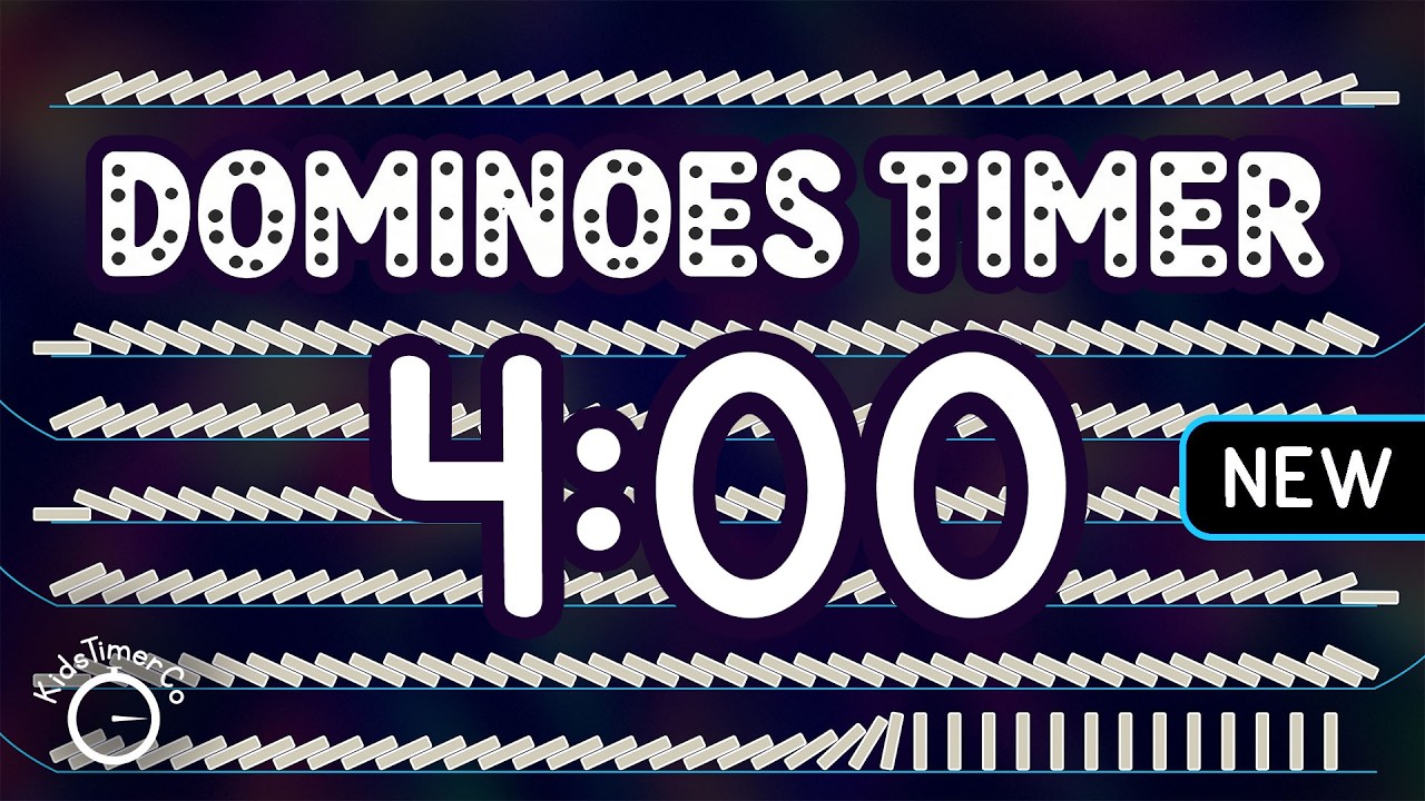 4 Minute Dominoes Are Falling! | Kids Classroom Visual Timer 🁣🁣🁣🁣