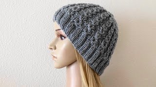How To Knit A Eyelet Mock Cable Rib Stitch Hat, Lilu's Handmade Corner Video # 186