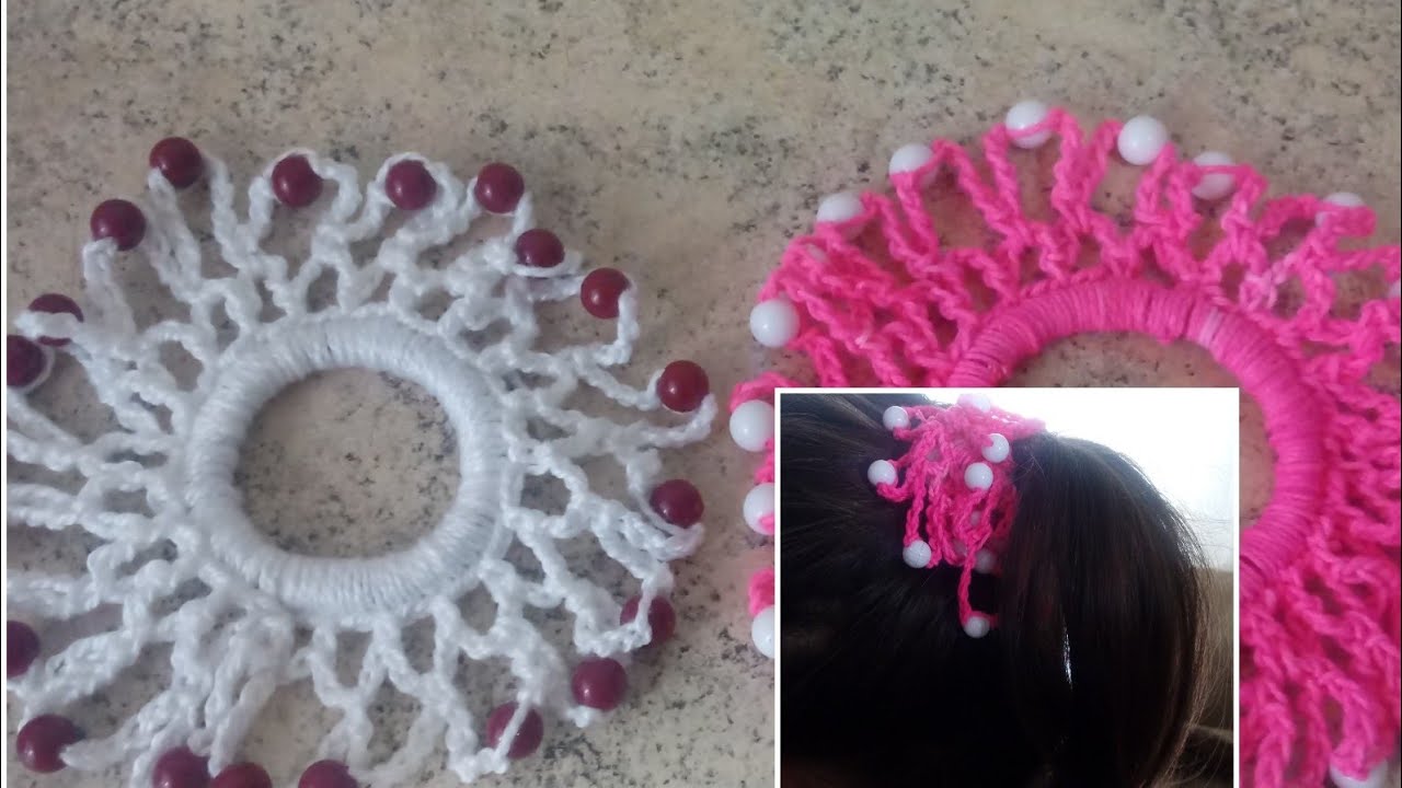 Xuxinha de cabelo em crochê passo a passo