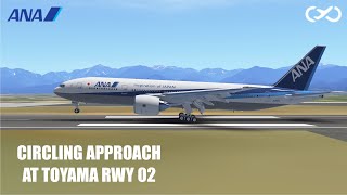  ANA 777-200ER Circling Approach at Toyama 富山空港 RJNT RWY02 | Infinite Flight 21.4 #swiss001landing