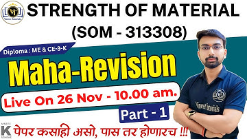 SOM Final Revision of IMP Topics | Strength of Material IMP Question | Diploma | Vineet Tutorials