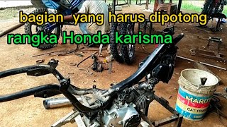 Cara membuat rangka taksi gabah Honda karisma,potong rangka Honda karisma#ojekgabah #motortrail