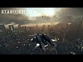 [4K] Star Citizen - Flying over Lorville City and Exploring Planet Hurston's Moons