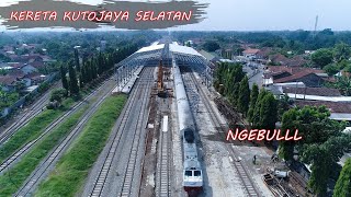 KA Kutojaya Selatan Ngebull lepas Stasiun Kroya | Drone View
