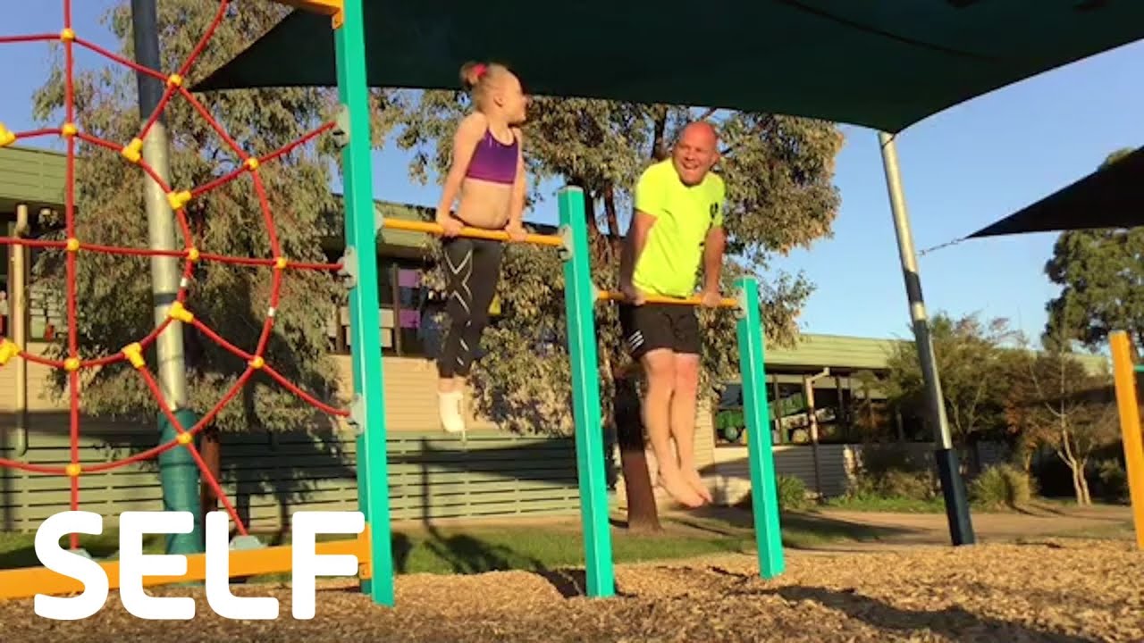 Father Tries Out Daughter's Gymnastics Routine