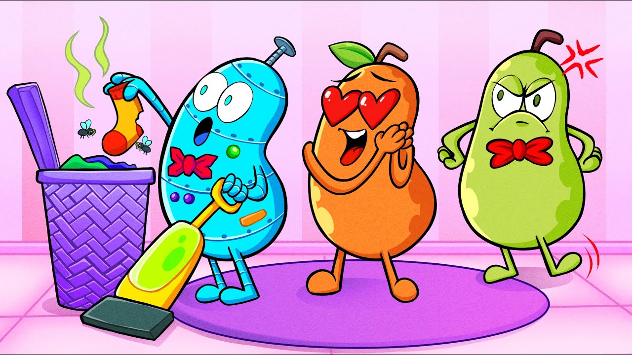 ¡Frutas contra Robots! 🍐🤖 Asistente Robot Loco | Pareja de Peras