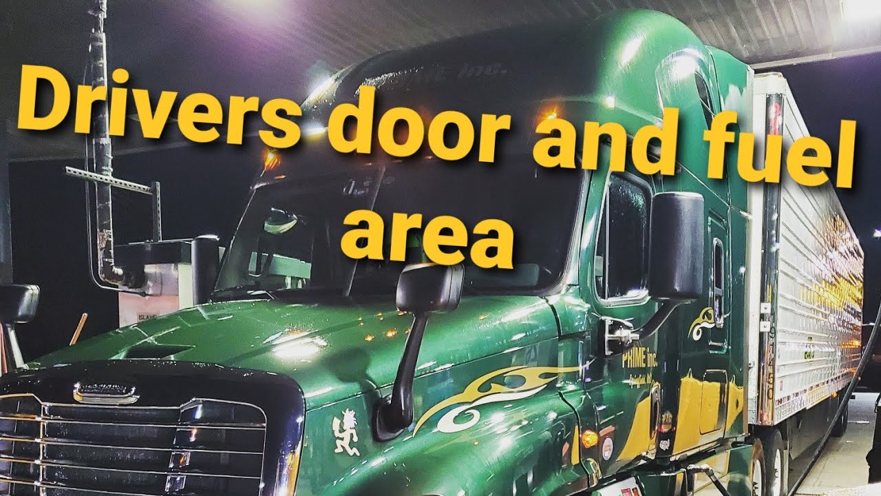 Prime Inc. Pretrip Inspection Freightliner Cascadia Drivers door and