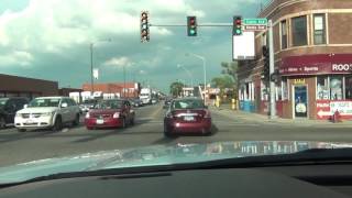 Driving into downtown Chicago through the suburbs