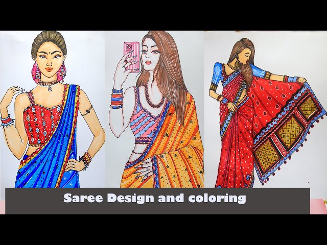 Draw Saree Border For Embroidery Design || Pencil Sketch Drawing | Flower  Drawing - YouTube