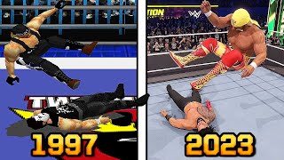 The Evolution of Running Leg Drop in WCW/WWE Games! - WWE 2K23