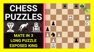 Chess Puzzles to Practice. Themes: Mate in 3, Long puzzle, Exposed king. Learn Chess