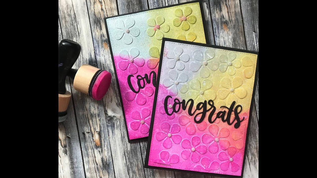 Floral Ink Blending Die Cut Card - YouTube