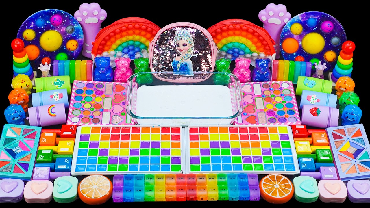 Elsa DIY Slime ASMR | Make-up, Glitzer & Lippenstifte im Regenbogen-Slime Mix