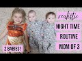 NIGHT TIME ROUTINE WITH 2 BABIES &amp; 4-YEAR-OLD  | REALISTIC ROUTINE MOM OF 3 | + CLEANING MOTIVATION