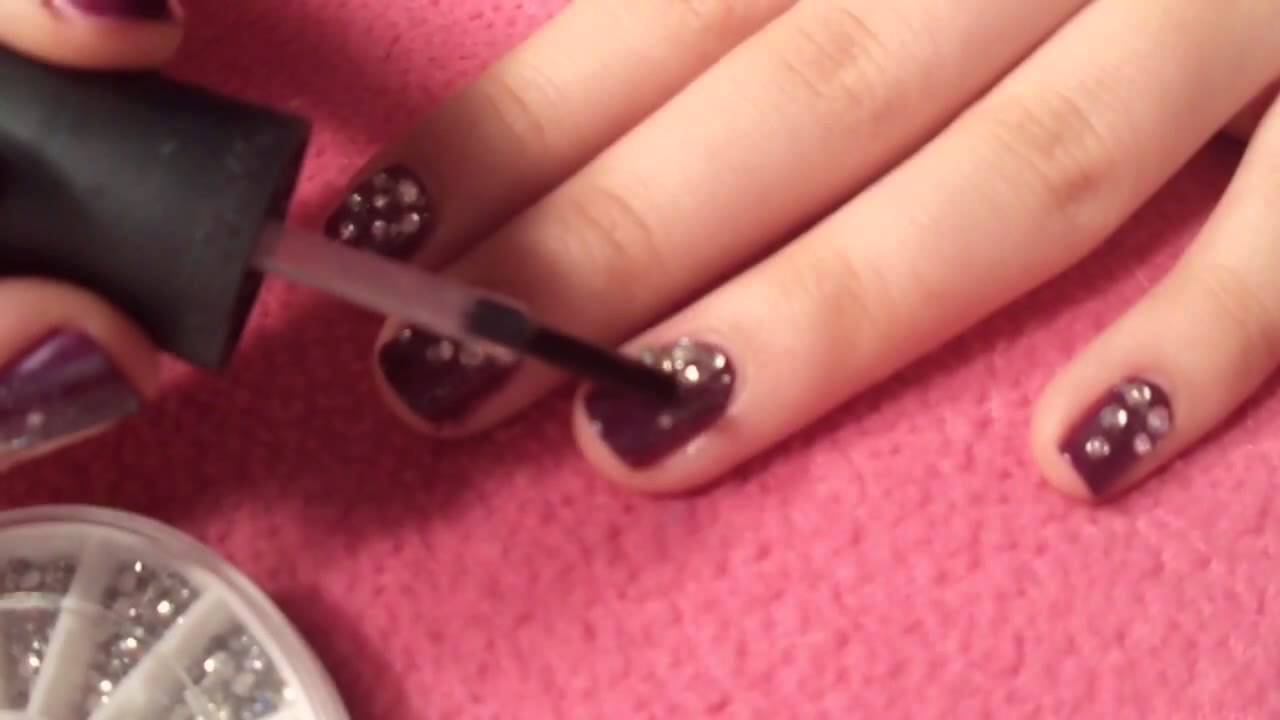 How To Apply Rhinestones On Your Nails YouTube