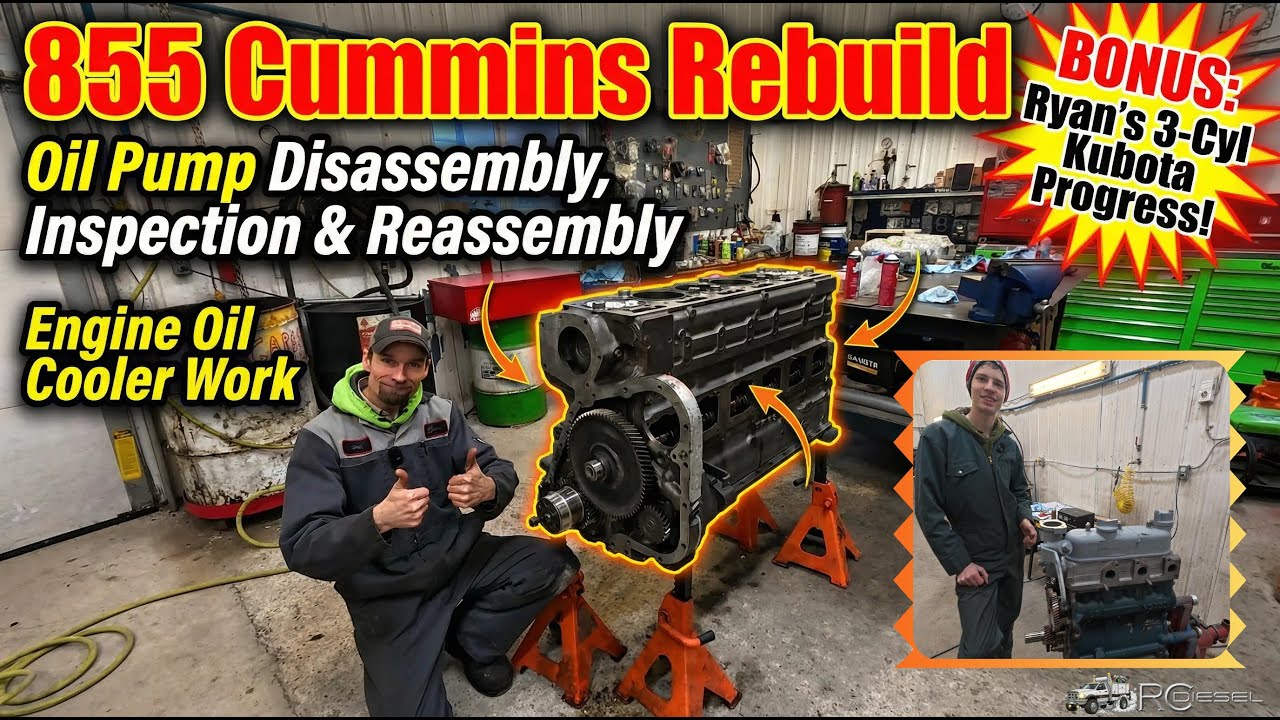 Капитальный ремонт двигателя Cummins Big Cam III: масляный насос, задний сальник коленвала и масл...