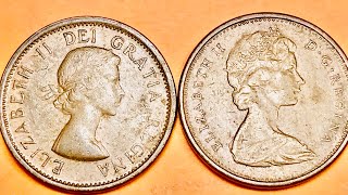 1 Cent QEII Coins Canada 1964 and 1965 - Canadian Penny Changes QEII Portrait
