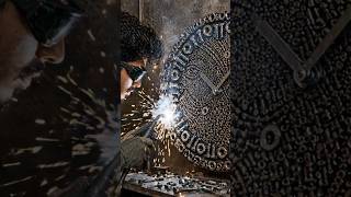A boy making clock by welding #welding #diy #satisfying