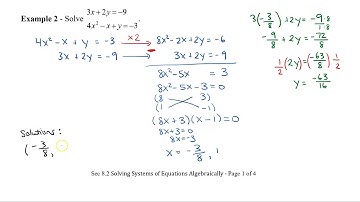 Math 11 - Sec 8.2 Solving Systems of Equations Algebraically