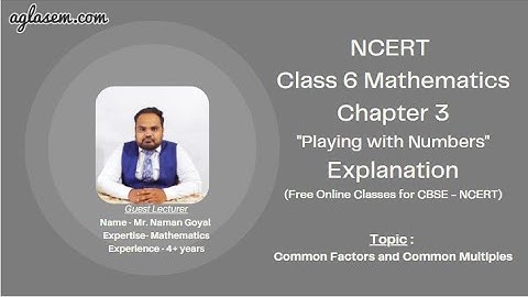 Class 6 Maths Chapter 3 Playing with Numbers (Common Factors  &  Common Multiples)