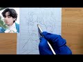 Easy way to draw Taehyung (BTS V)뷔 | BTS Drawings |방탄소년단 |김태형