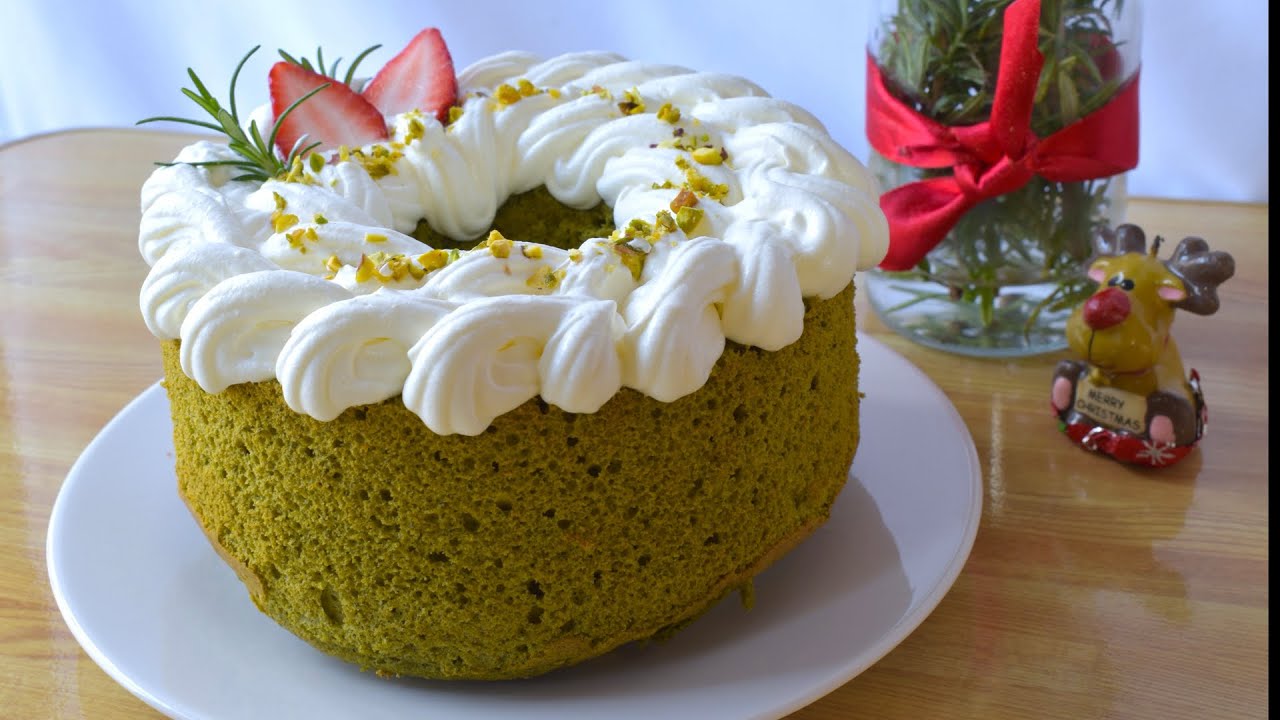 Christmas Matcha Chiffon Cake (SUB) クリスマス抹茶シフォンケーキ（字幕）