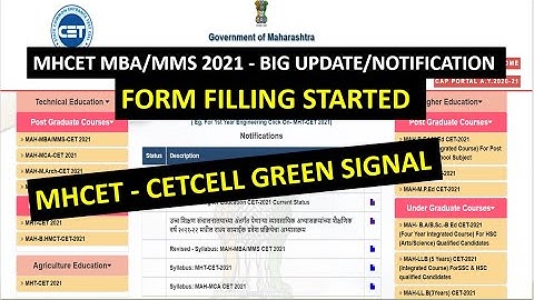 MHCET MBA 2021 - FINALLY FORM FILLING STARTED | Big Update/Notification | Application Form