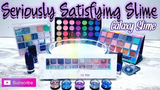 Galaxy Slime - Mixing Makeup Glitter Into Glossy Slime. Satisfying Slime Video