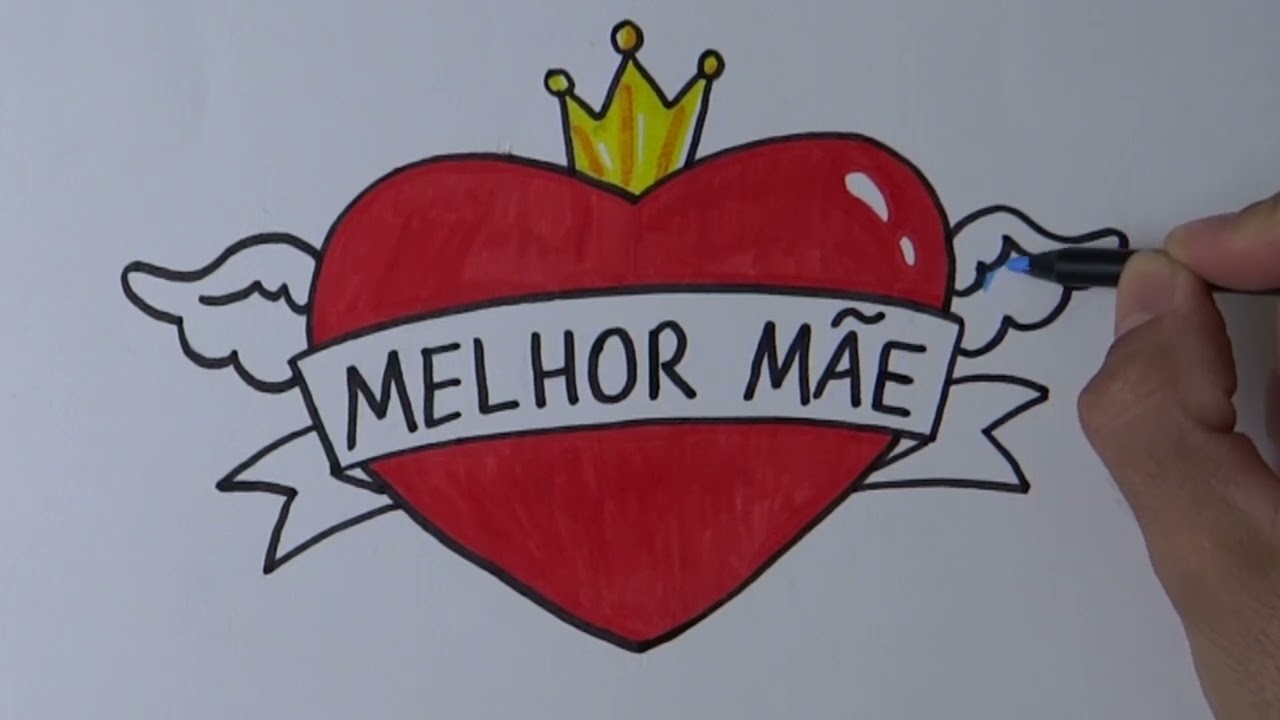 Como Desenhar Coração com Frase MELHOR MÃE | Homenagem para as Mães