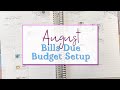 August Bills Setup in my Budget Planner