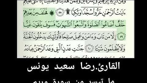 القارئ .رضا يونس .....ما تيسر من سورة مريم