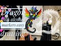 Colour full dragon drawing with alcohol markers unbelievable 😨😱