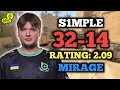 S1MPLE (32-14) RT: 2.09 | EU FACEIT (MIRAGE) +VOICE | CS2 POV