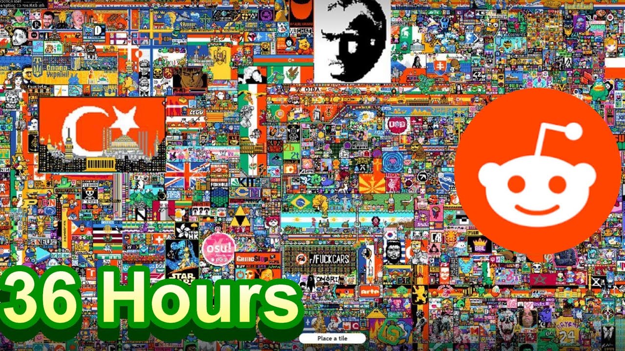 Reddit Place (/r/place) FULL 36H (90fps) TIMELAPSE YouTube