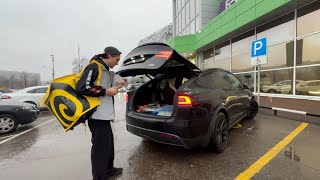 В ЯНДЕКС ДОСТАВКЕ НА TESLA X-PLAID + ВИЛОЧНАЯ ВАХТА