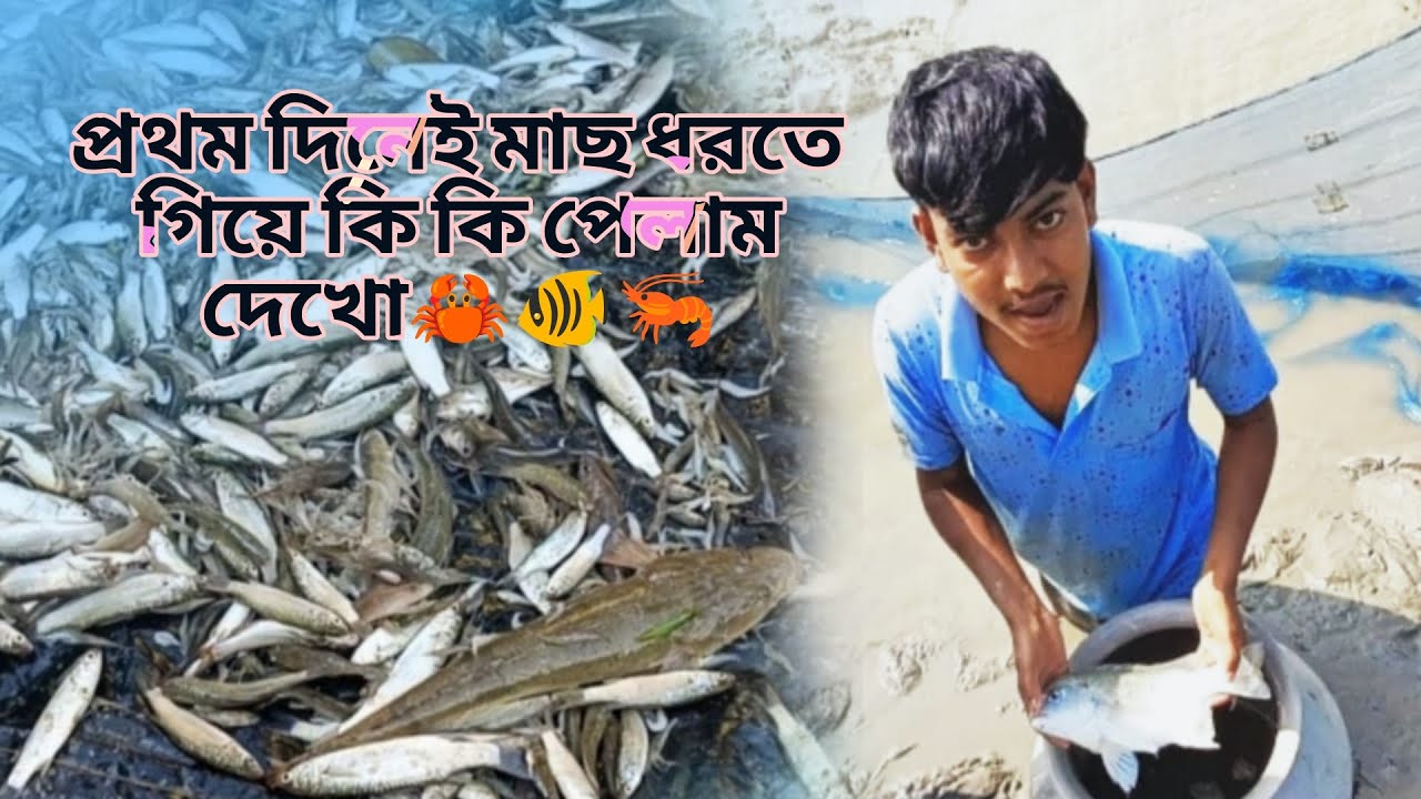 সুন্দরবনের নদীতে প্রথম দিনেই কি কি মাছ ধরলাম দেখো😍|নদীতে খালপাটা জাল দিয়ে  মাছ ধরলাম||🦀🐠🤩