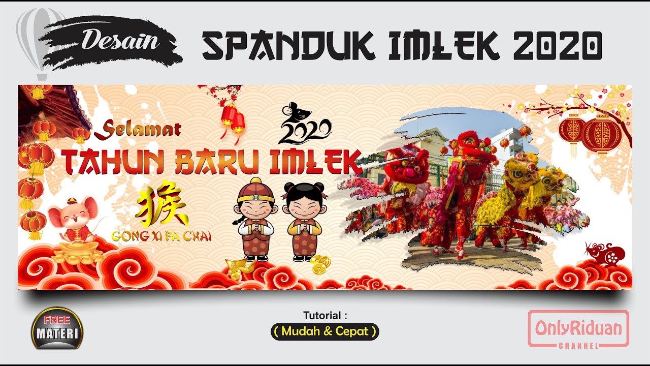  Desain  Spanduk  Banner Imlek 2021 Tutorial CorelDraw  