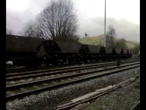 Blue John shunting empty coal hoppers at Earles Si...