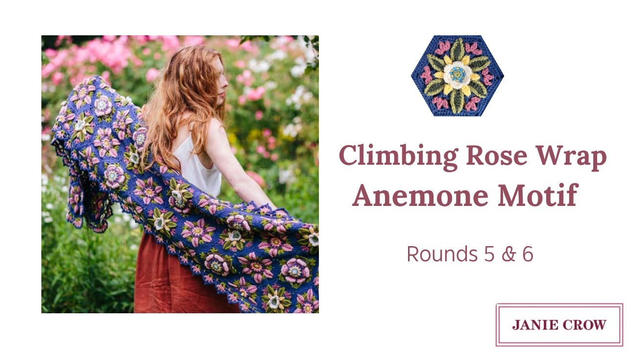 Шарф с плетистой розой – мотив «Анемона». Введение и раунды 5 и 6