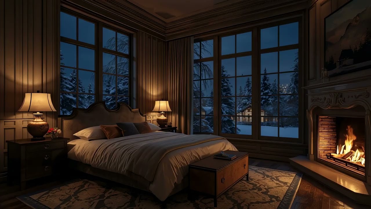 Fireplace Crackling 🔥 Cozy Night Ambience | 2 Hours