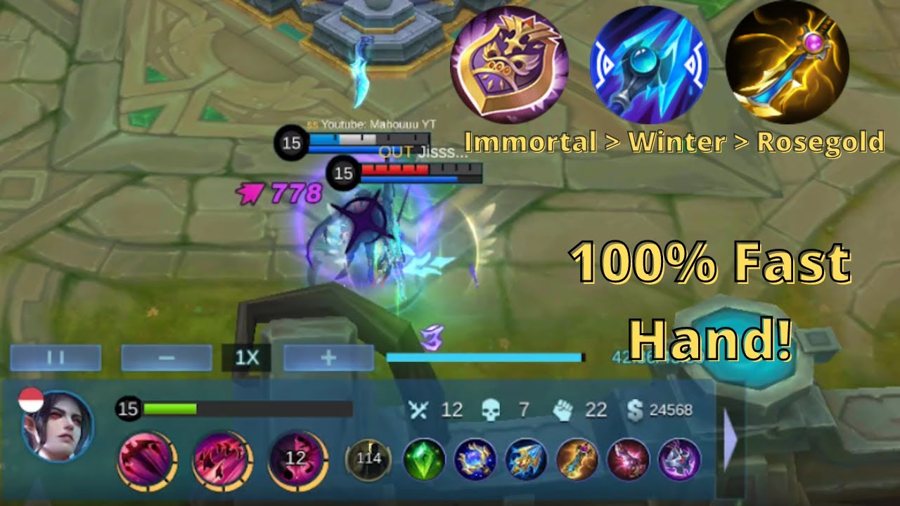 Cecilion super Fast Hand. Trick change item Immortal + Winter + Rose Gold Meteor | MLBB