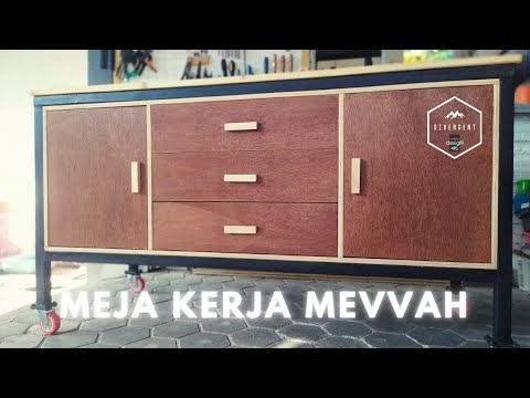 meja kerja multifungsicabinet workbench from scrap steel and plywood workbench cabinet