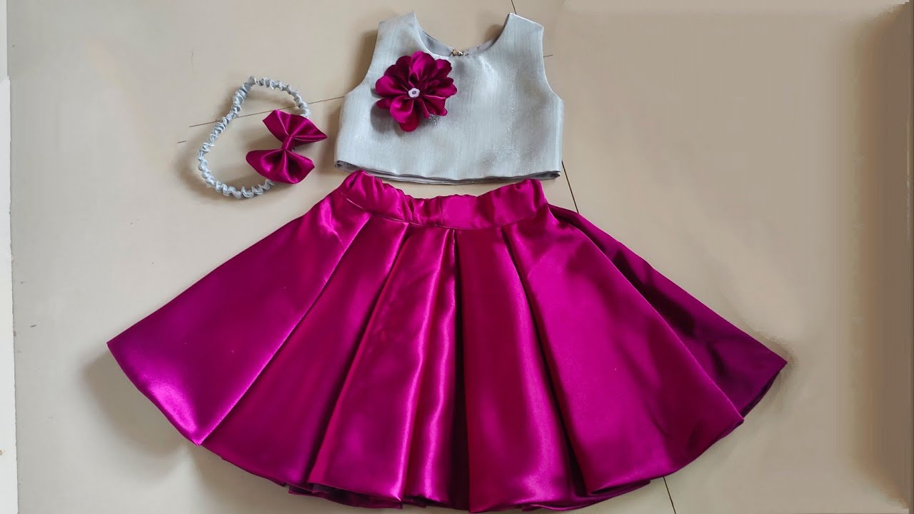 DIY : Skirt and Top Cutting and Stitching full circle skirt with blind hem / One year skirt and top