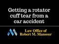 http://www.ValenciaLawyer.com - (661) 414-7100. Santa Clarita Personal Injury Attorney Robert Mansour discusses rotator cuff tears and other shoulder injuries involved in car accident cases. Robert serves accident victims in Santa...