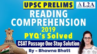 UPSC Prelims 2019 CSAT | Reading Comprehension PYQ's Solved | CSAT Simplified | UPSC IAS|| L2A #upsc