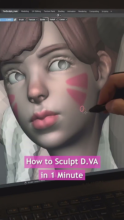 How to Sculpt D.Va in 1 Minute #shorts #art #blender #sculpture