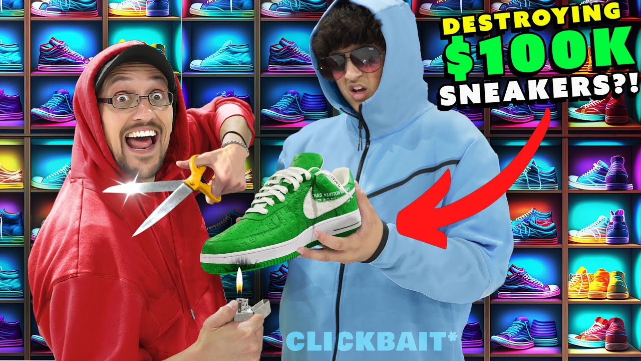 Destroying $100k Sneakers! Louis Vuitton Nike by Virgil *Extreme ClickBait*  (FV Family LA Vlog) 