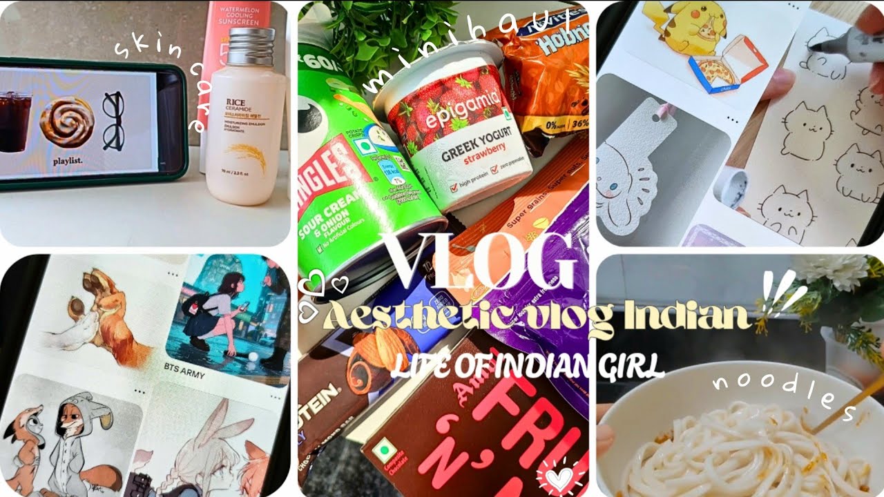 VLOG 🎐✨️| Aesthetic vlog Indian | life of Indian girl | skincare, snacks haul, noodles recipe, food